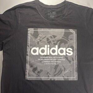Adidas Graphic T-Shirt Mens Medium Black Excellent Camo Box Logo Athletic